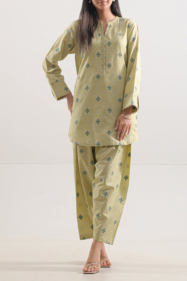 Cotton Jacquard Stitched 2 Piece (Shirt/Trouser)