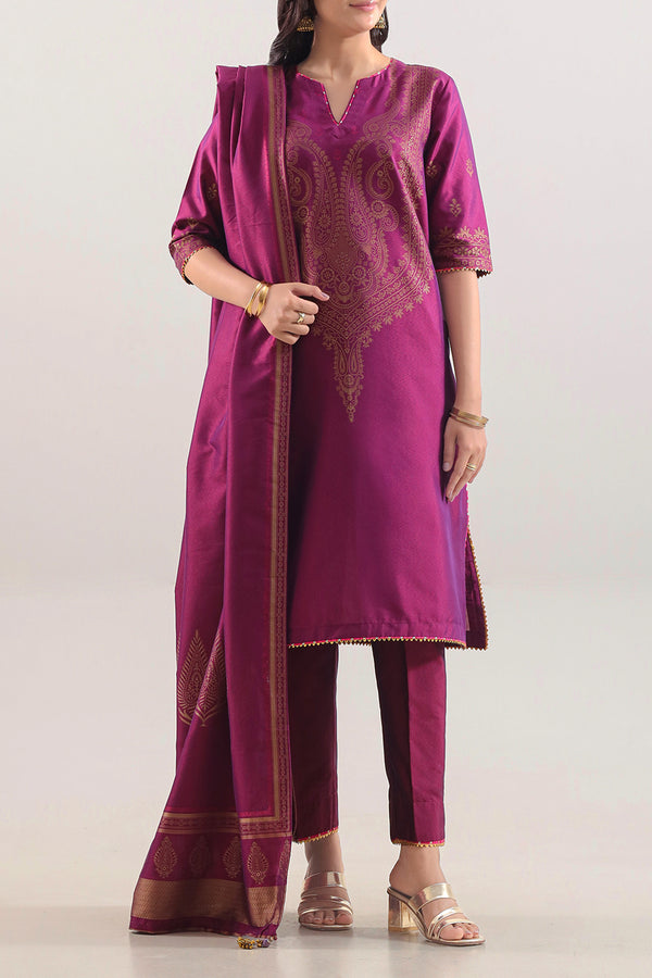 Luxury Pret Cotton Jacquard Stitched 3 Piece