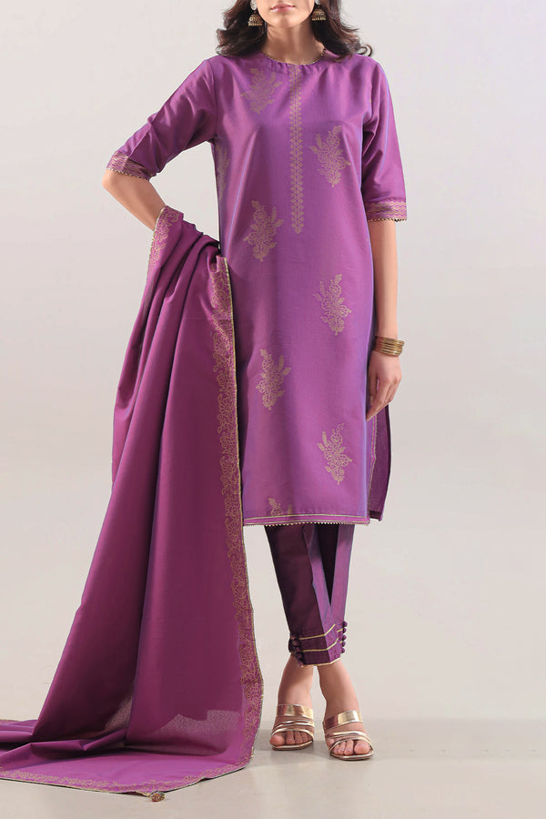 Luxury Pret Cotton Jacquard Stitched 3 Piece