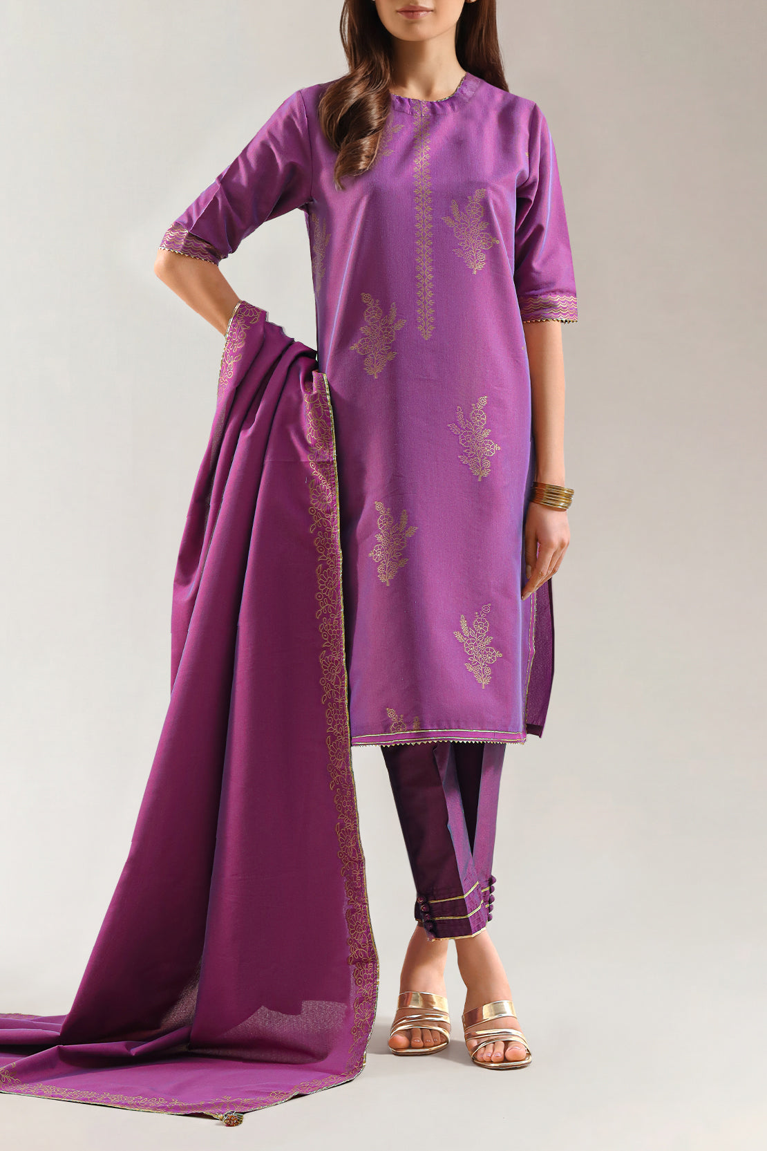 Luxury Pret Cotton Jacquard Stitched 3 Piece