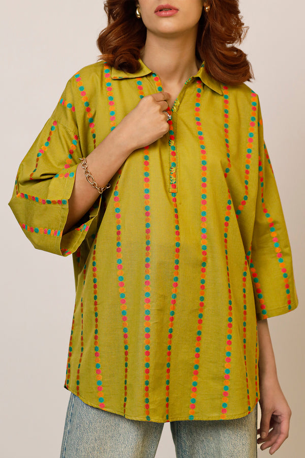 Jacquard Cotton Stitched Shirt