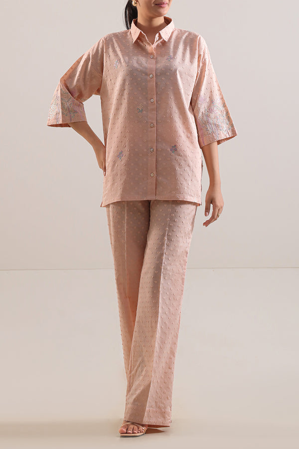 Embroidered Reverse Jacquard Stitched 2 Piece (Shirt/Trouser)