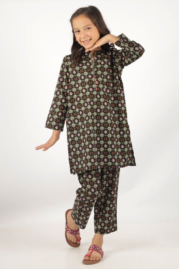 Printed Lawn Stitched 2 Piece (Shirt/Trouser)  For Kids