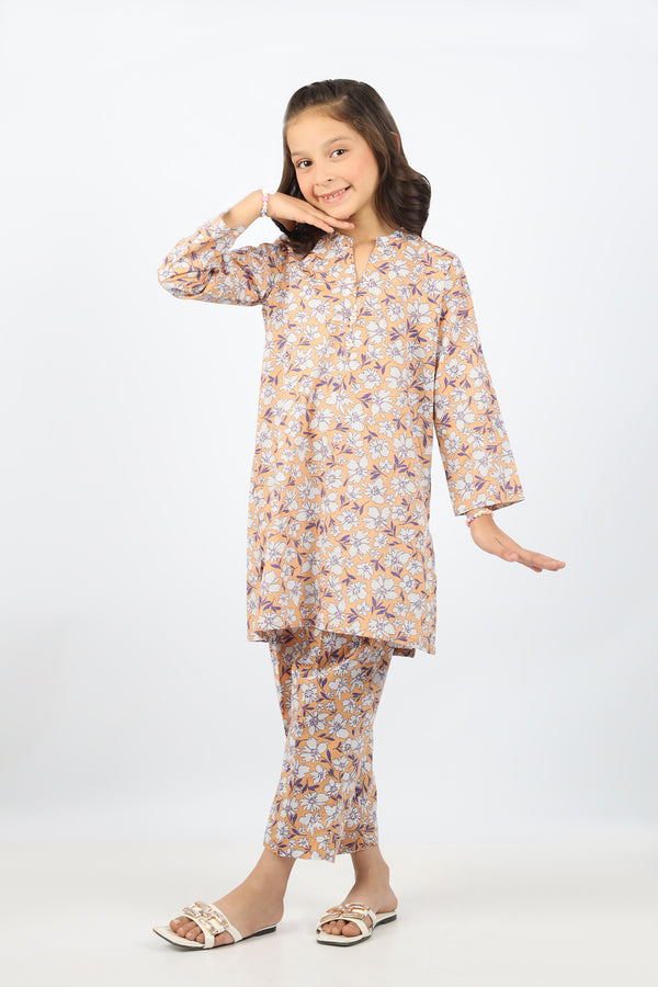 Printed Lawn Stitched 2 Piece (Shirt/Trouser)  For Kids