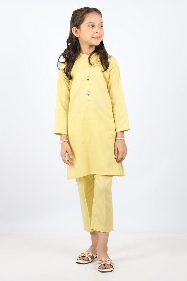 Stitched Cotton Jacquard Shirt/trouser For Kids