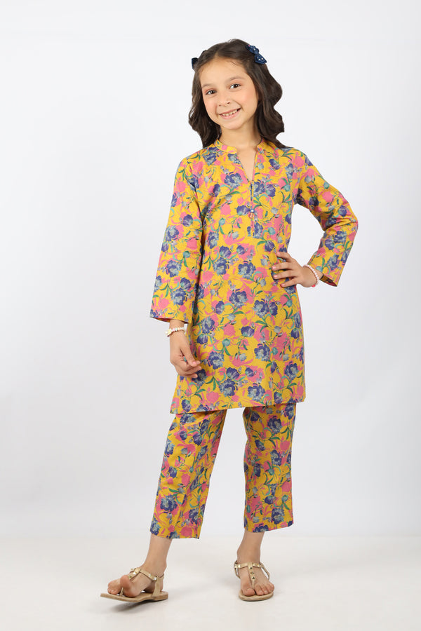 Printed Lawn Stitched 2 Piece (Shirt/Trouser) For Kids