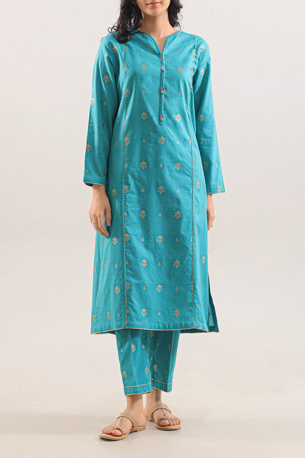 Cotton Jacquard Stitched 2 Piece (Shirt/Trouser)