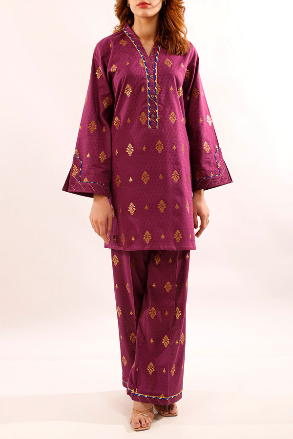 Cotton Jacquard Stitched 2 Piece (Shirt/Trouser)