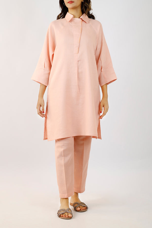 Solid Cotton Stitched 2 Piece (Shirt/Trouser)