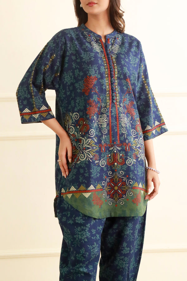 Printed Khaddar Stitched Shirt