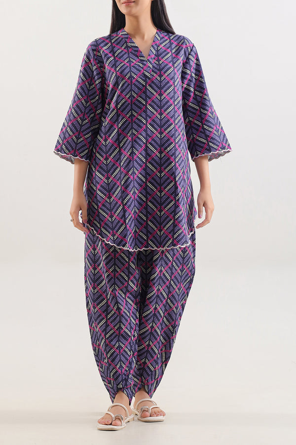 Printed Slub Cotton Stitched Shirt