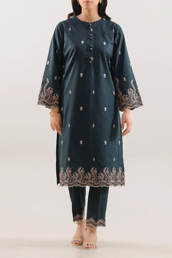 Solid Embroidered Soft Raw Silk Stitched 2 Piece (Shirt/Trouser)