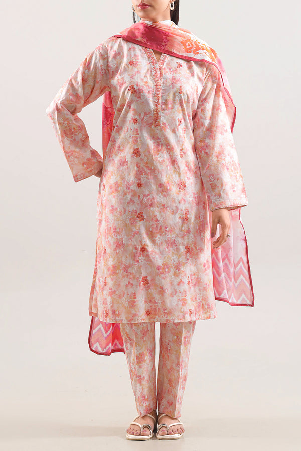 Embroidered Cotton Jacquard Stitched 3 Piece