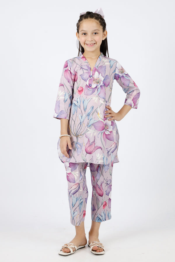 Printed Cambric Stitched Shirt/trouser For Kids