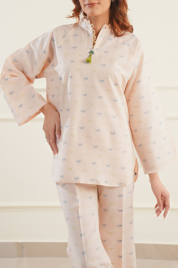 Embroidered Cotton Jacquard Stitched 2 Piece (Shirt/Trouser)