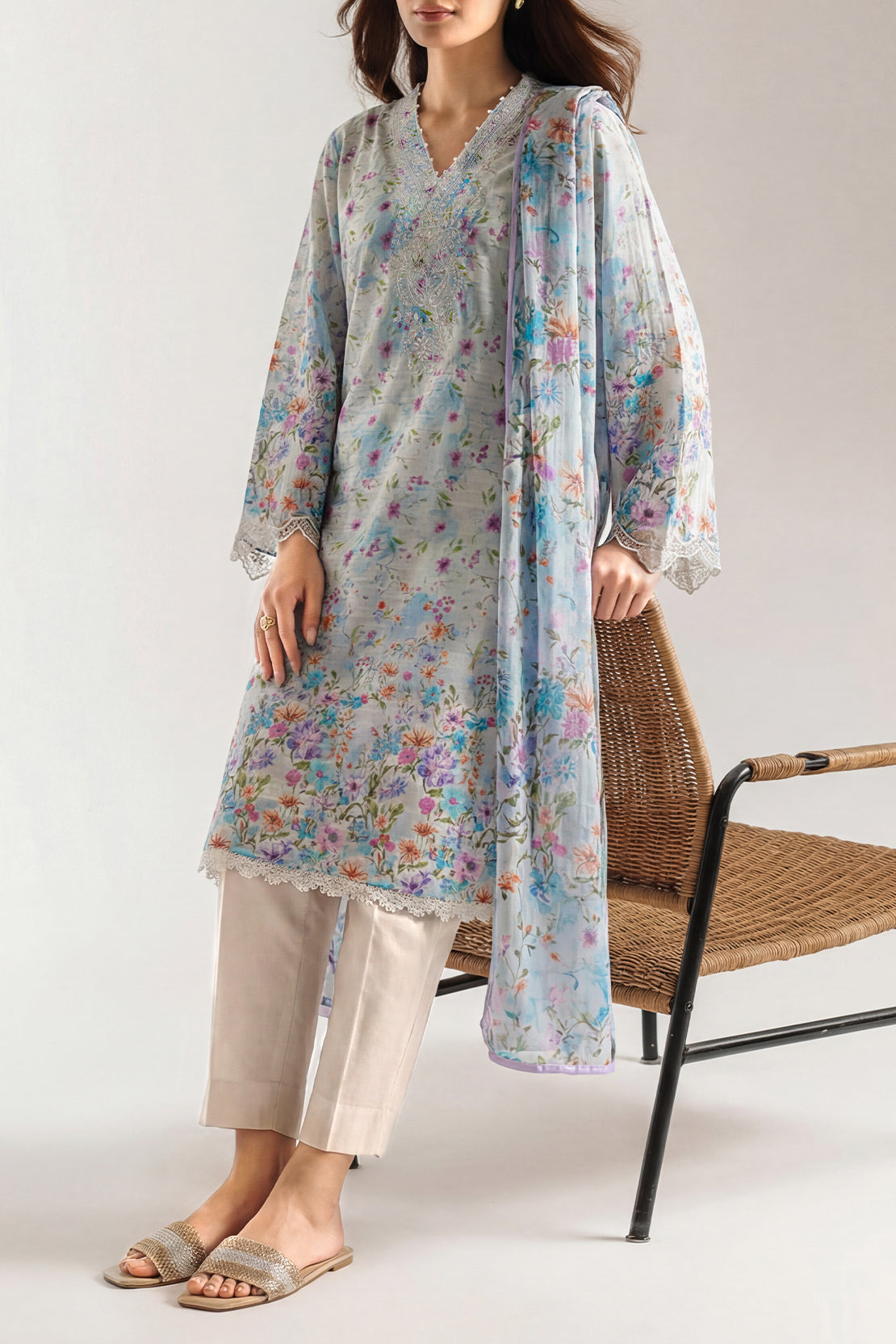 Stitched Cotton Jacquard Suit – Printed Embroidered (2PC Or Shirt