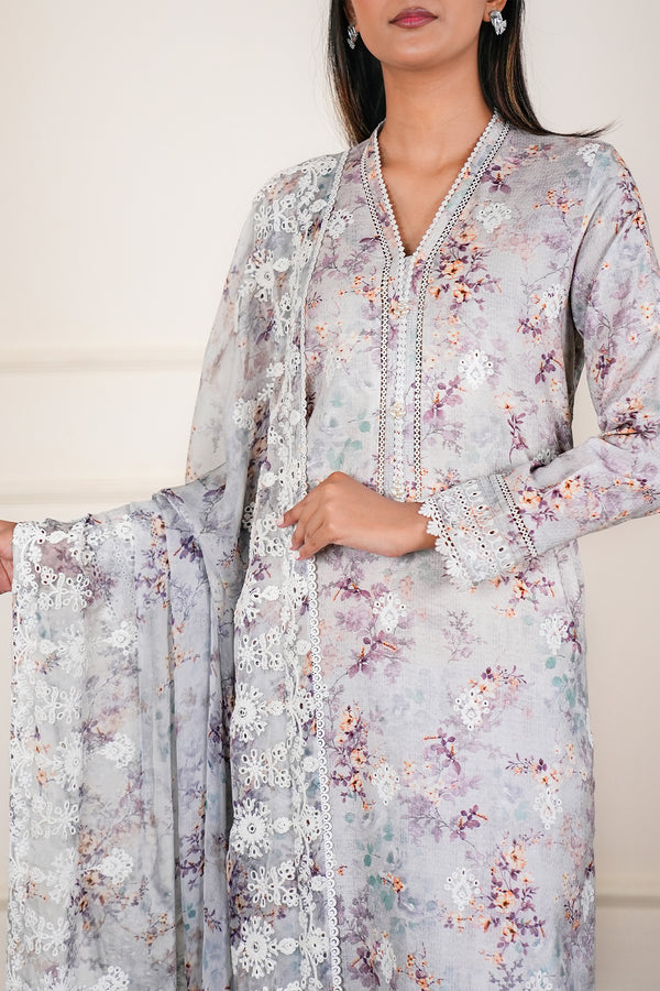 Embroidered Cotton Jacquard Stitched 3 Piece