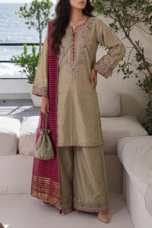 Luxury Pret Embroidered Cotton Jacquard Shirt