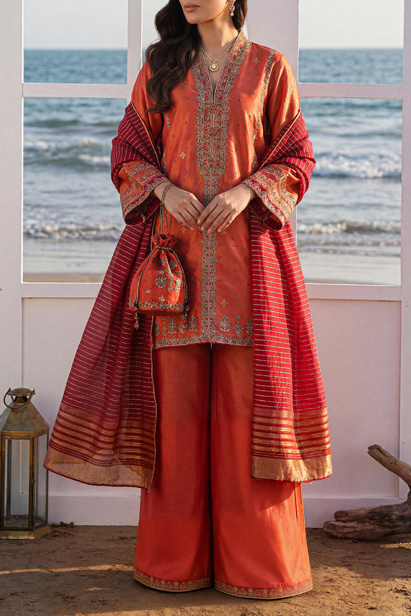 Luxury Pret Embroidered Cotton Jacquard Stitched Shirt