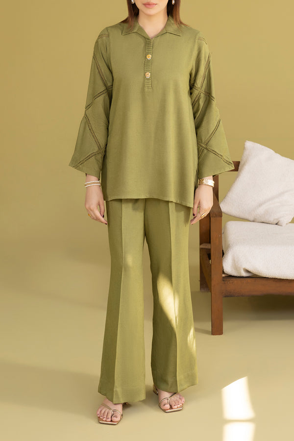 Solid Acrylic Stitched Shirt/Trouser 2 Piece