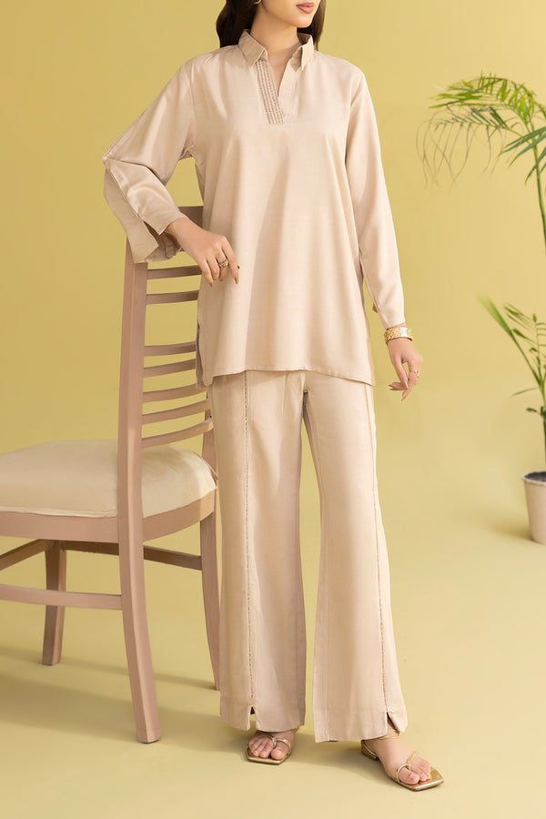 Solid Acrylic Stitched Shirt/Trouser 2 Piece