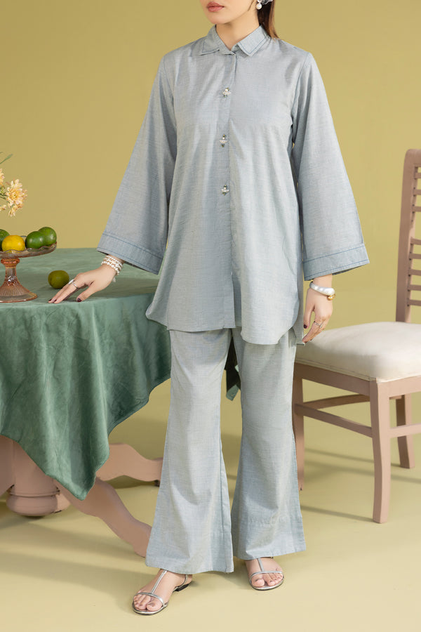 Solid Acrylic Stitched Shirt/Trouser 2 Piece