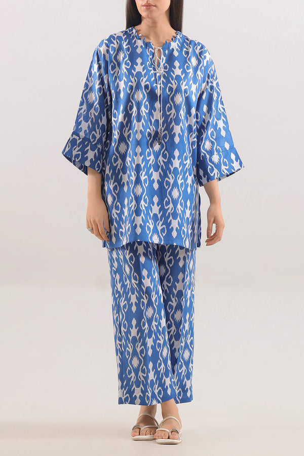 Printed Embroidered Silk Touch Stitched 2 Piece (Shirt/Trouser)