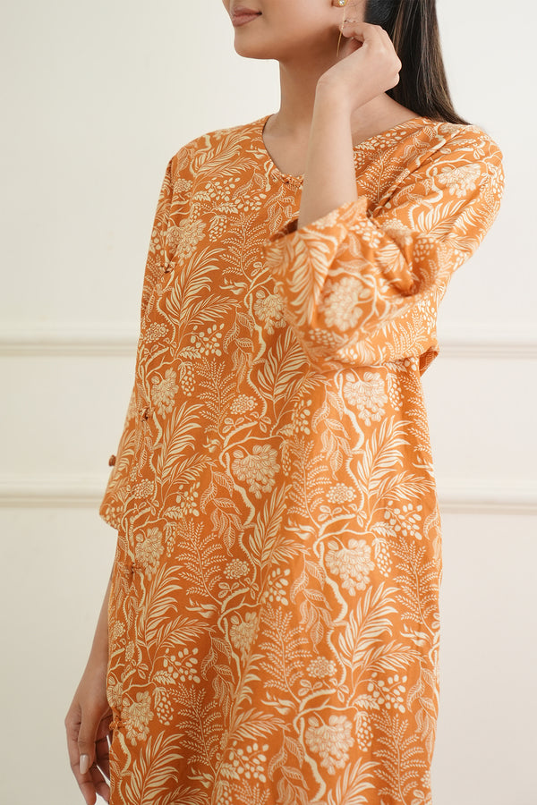 Printed Slub Cotton Stitched Shirt