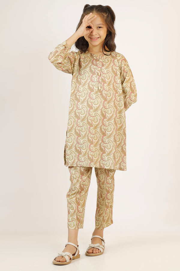 Printed Khaddar Stitched Shirt/trouser For Kids