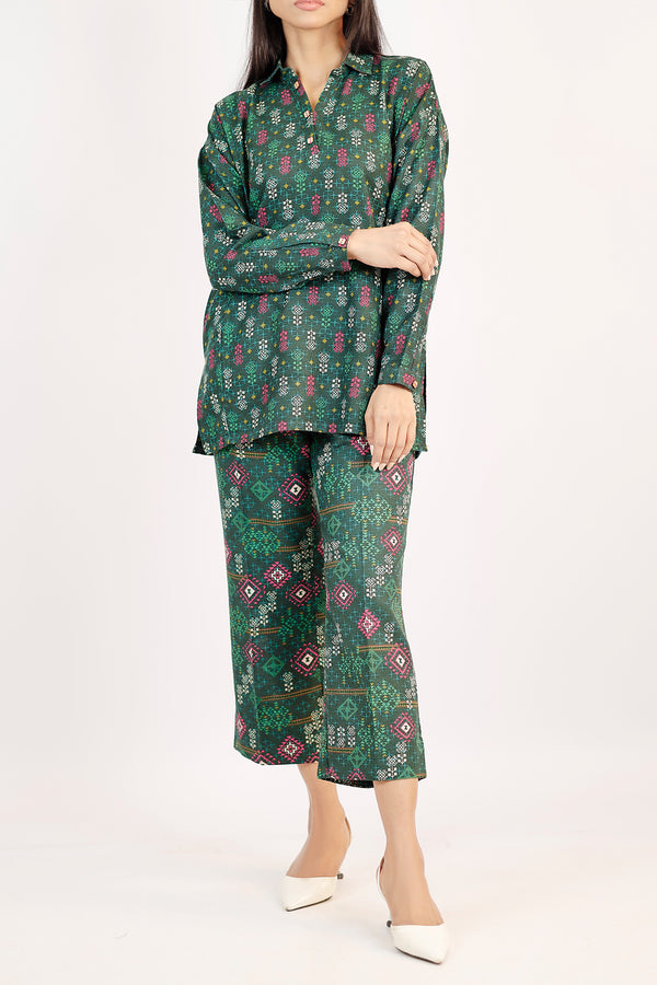 Printed Khaddar Stitched Shirt