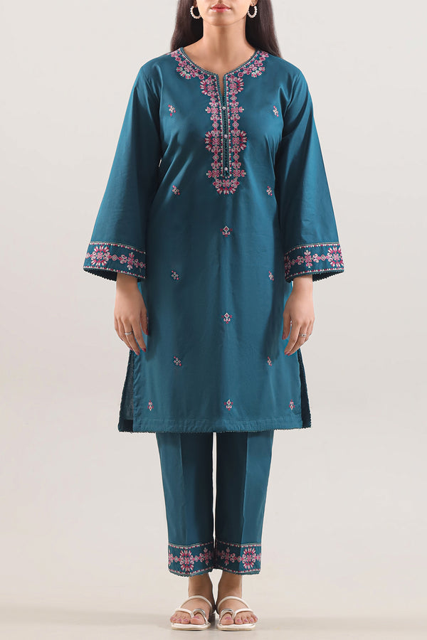 Solid Embroidered Cotton  Stitched Shirt