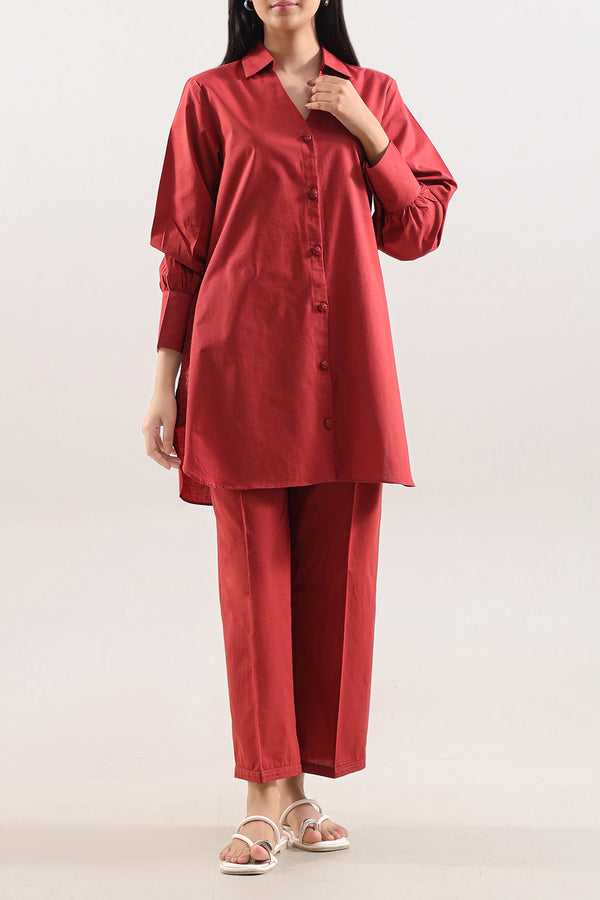 Solid Embroidered Poplin Stitched 2 piece (Shirt/Trouser)