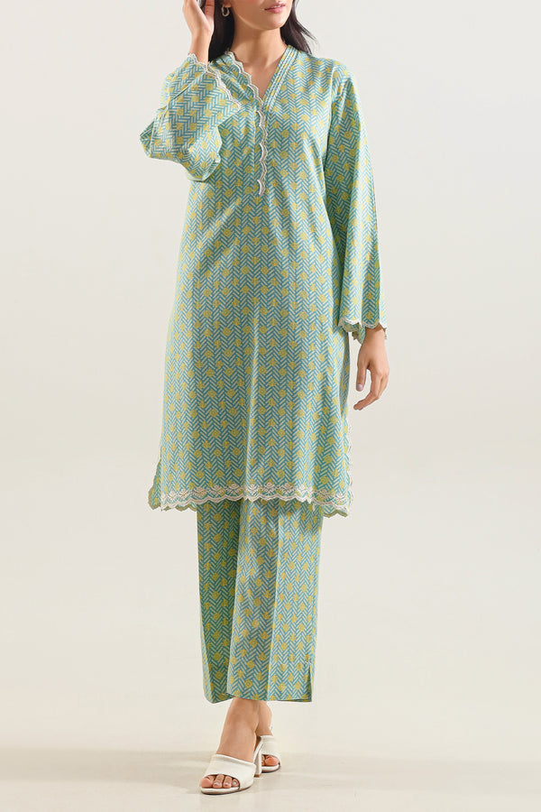 Printed Embroidered Stitched Lawn 2 Piece (Shirt/Trouser)