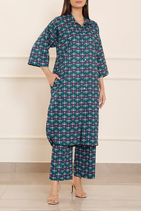 Printed Soft Touch Cotton Stitched 2 Piece (Shirt/Trouser)