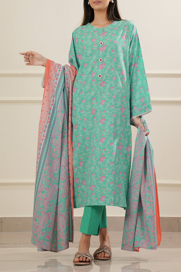 Printed Soft Touch Cotton Stitched 3 Piece