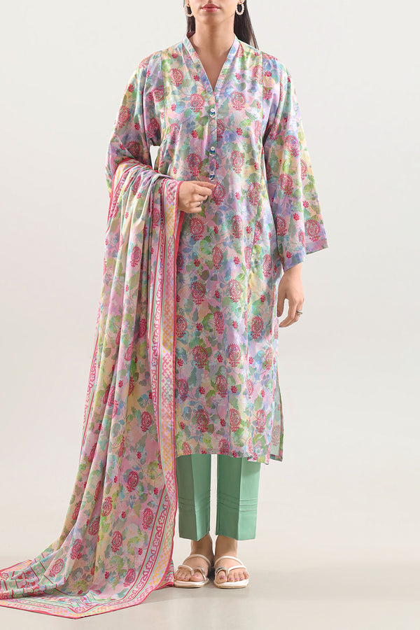 Printed Soft Touch Cotton Stitched 3 Piece