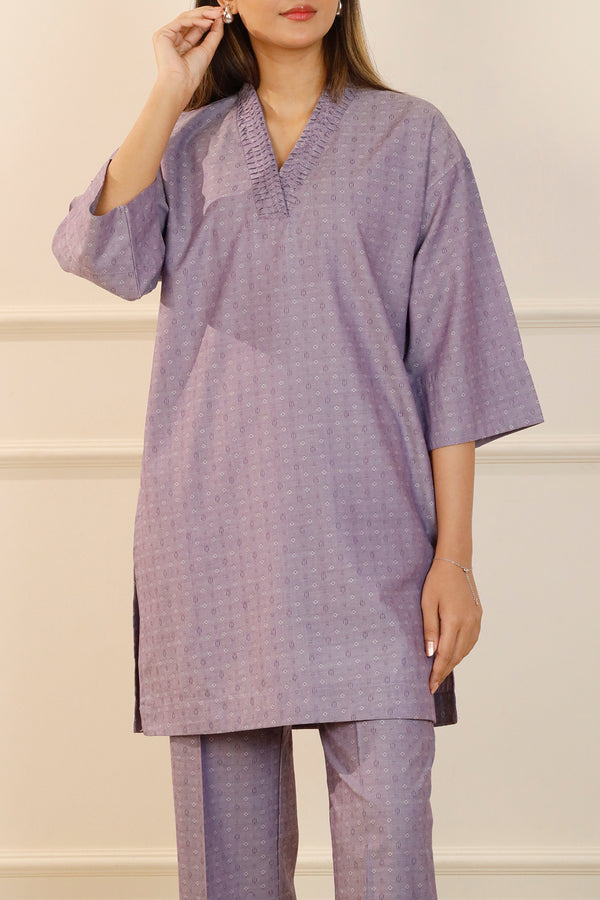 Cotton Jacquard Stitched 2 Piece (Shirt/Trouser)