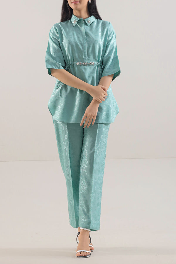 Cotton Jacquard Stitched 2 Piece (Shirt/Trouser)