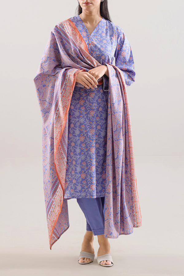 Printed Slub Cotton Stitched Shirt