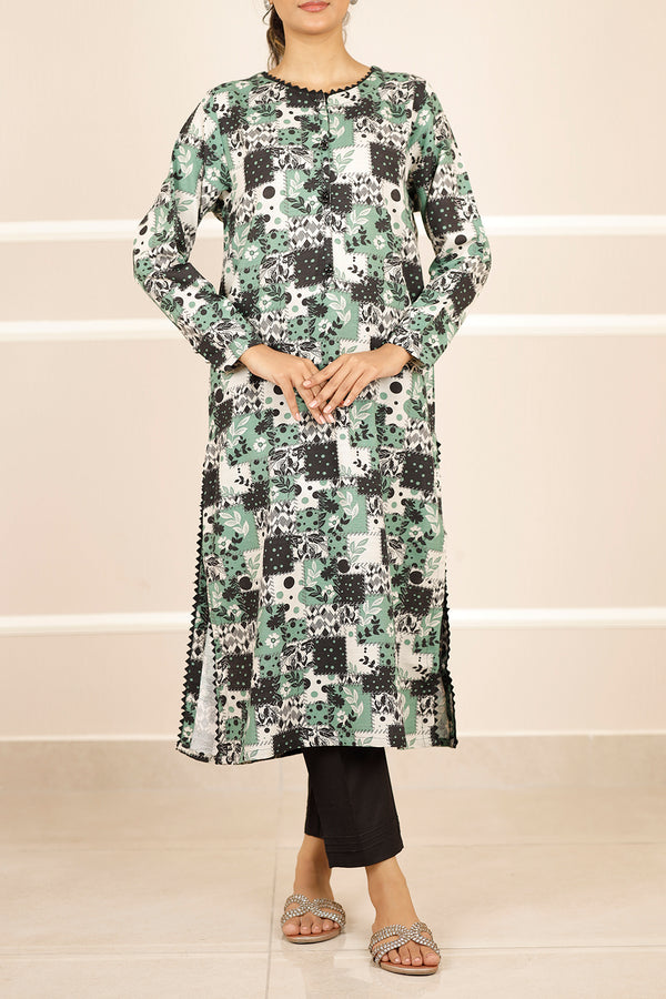 Printed Khaddar Stitched Shirt