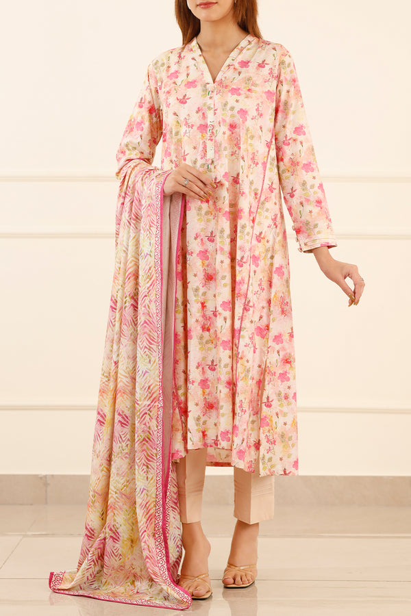 Printed Soft Touch Cotton Stitched 3 Piece