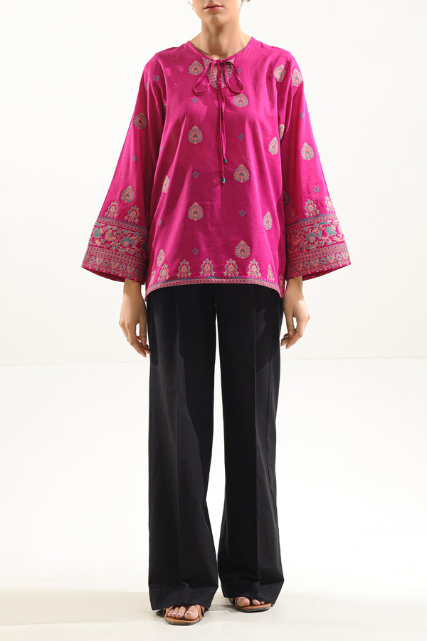 Cotton Jacquard Stitched Fusion Tops