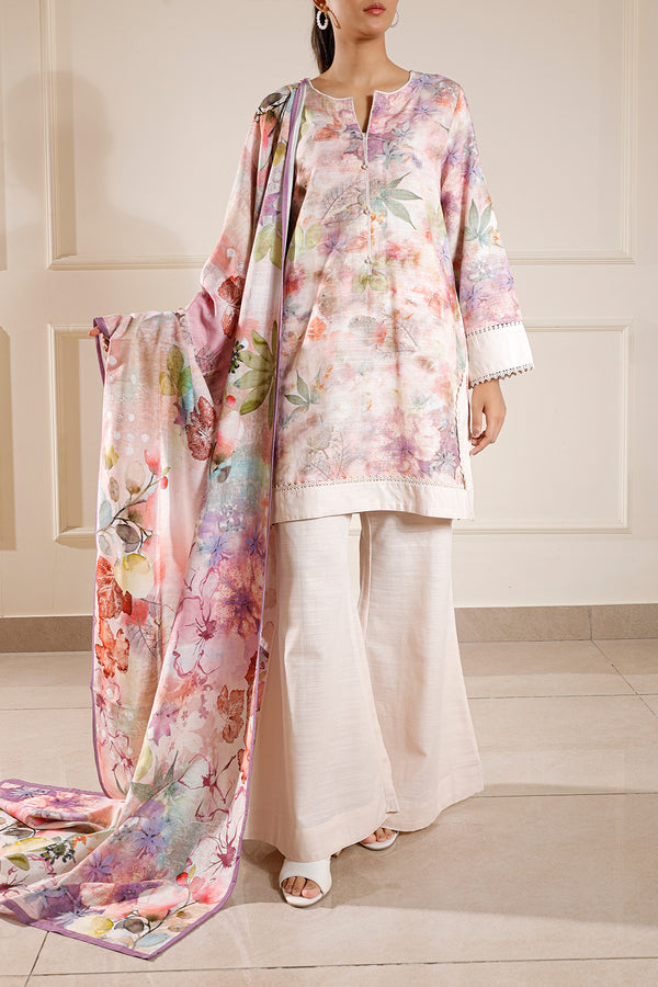 Printed Khaddar Stitched 2 Piece Shirt/Dupatta
