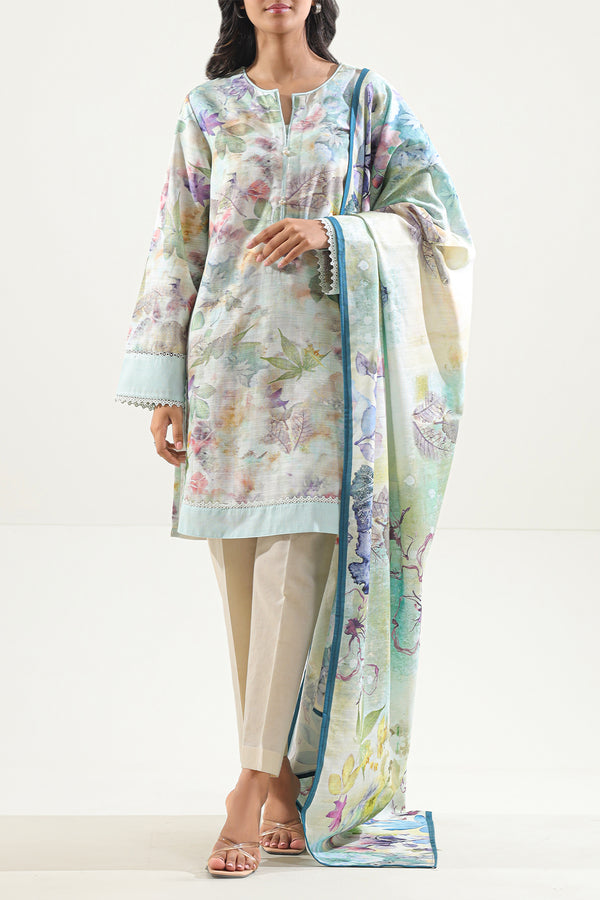 Printed Khaddar Stitched 2 Piece Shirt/Dupatta