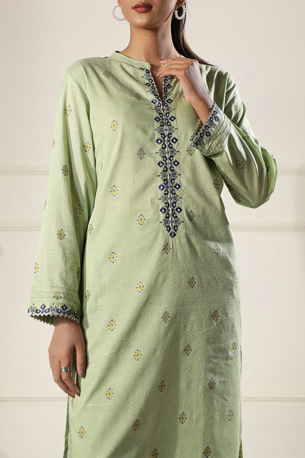 Embroidered Cotton Jacquard Stitched 2 Piece