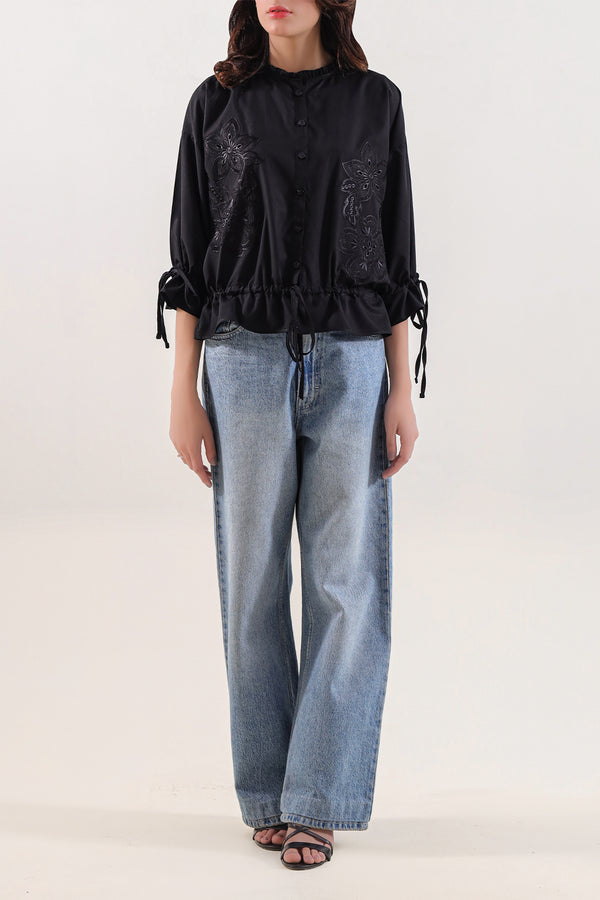 Blended Solid Embroidered Stitched Shirt