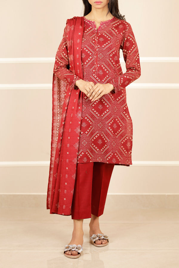 Printed Khaddar Stitched 2 Piece (Shirt/Trouser)