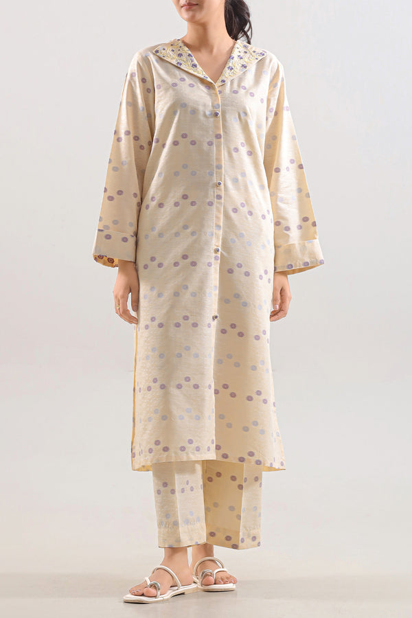 Embroidered Cotton Jacquard Stitched 2 Piece (Shirt/Trouser)