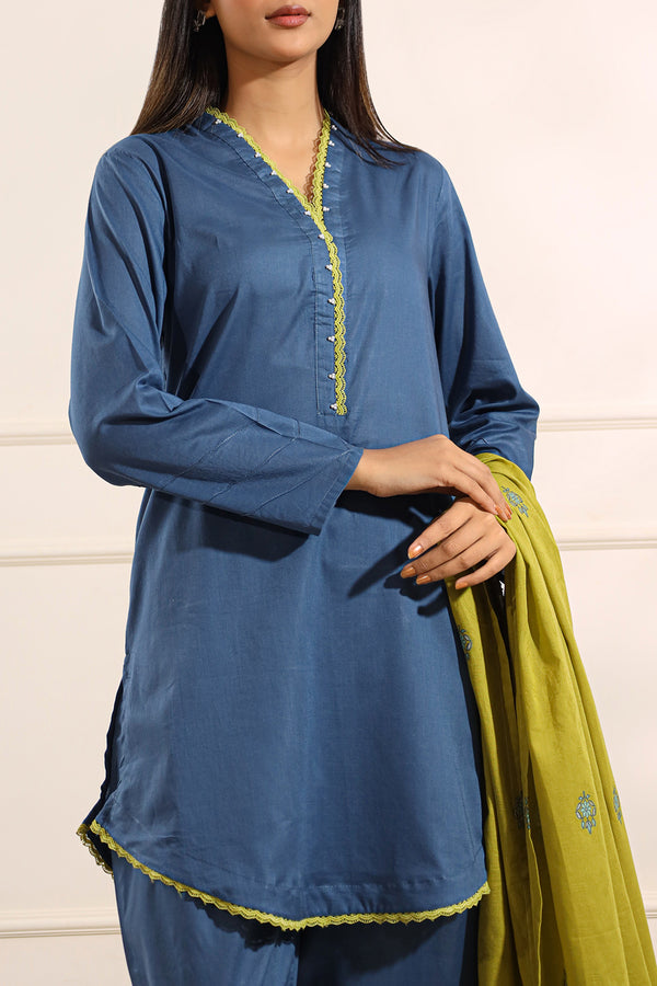 Solid Lawn Stitched Shirt