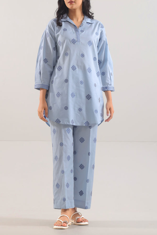 Embroidered Cotton Jacquard Stitched 2 Piece (Shirt/Trouser)